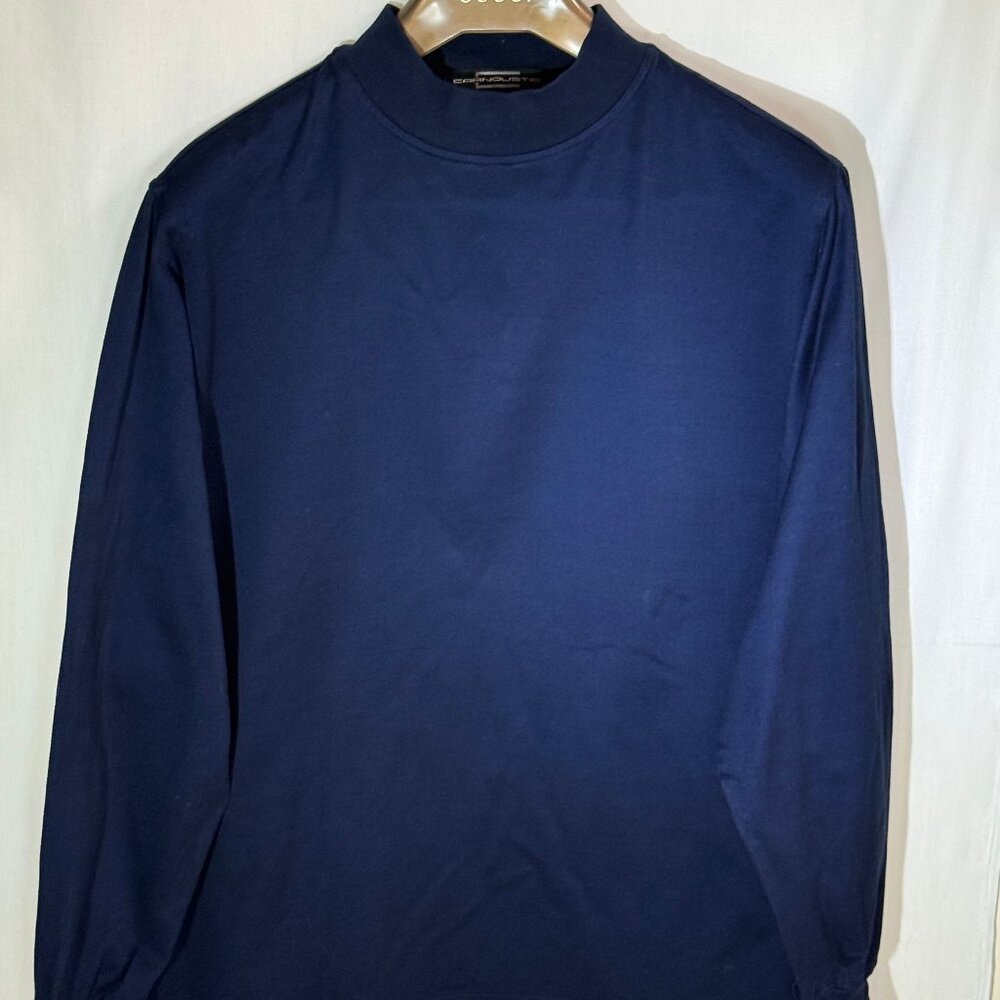 Carnoustie Men's Mock Neck 100% Cotton Long Sleeve Shirt - Midnight Blue - XL - Picture 3 of 7